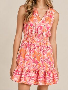 Walker & Wade Kaylee Dress Sunset Pink Orange Print Size M